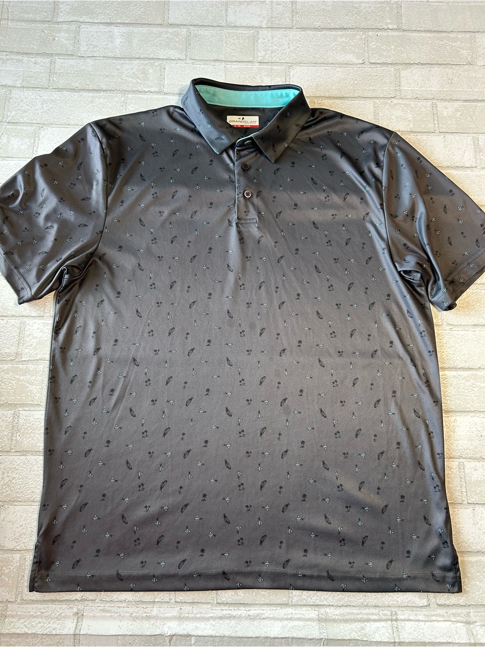 Grand Slam Black Polo with Subtle Micro-Print